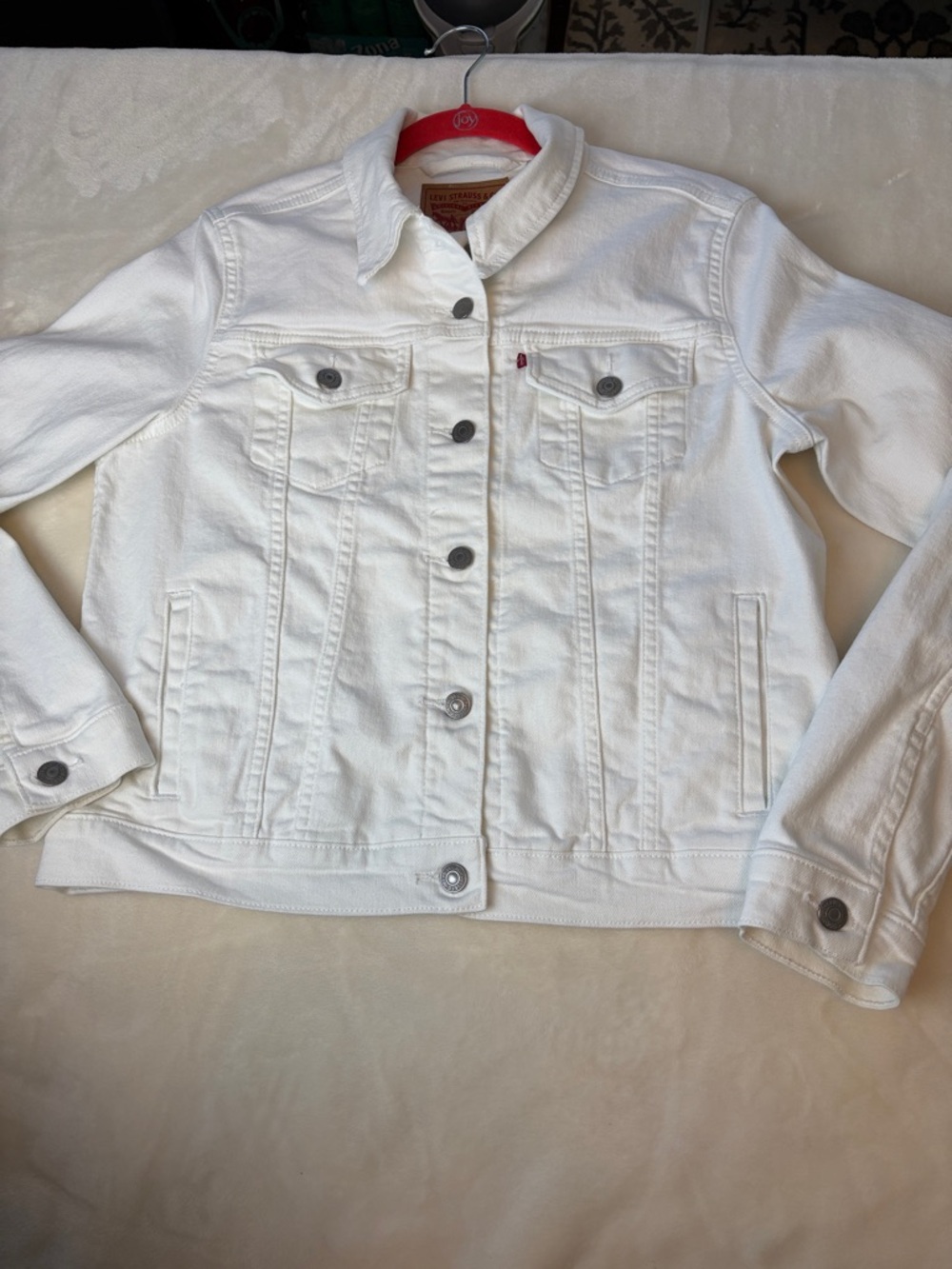Women's Classic LEVI'S White Trucker Denim Jacket - Summertime! Size Large